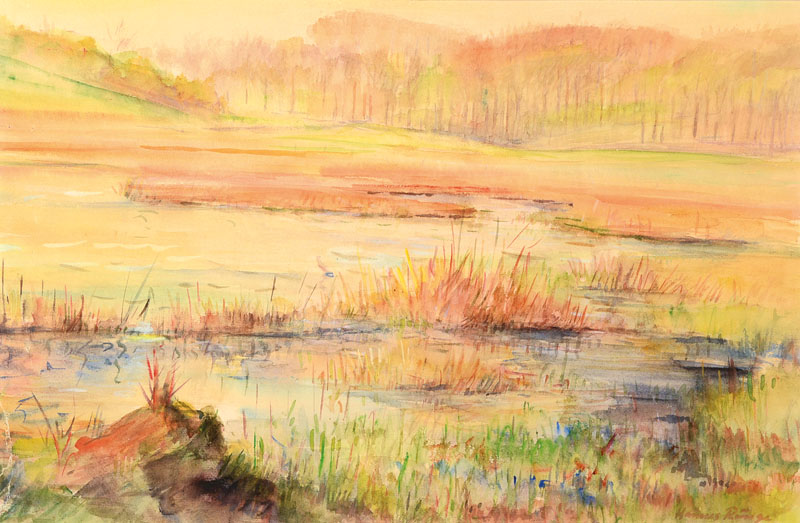 Hannes Runge, 1907-?, Aquarell/Papier, rechts unten signiert, ca. 37x57 cm, PP, unter Glas gerahmt