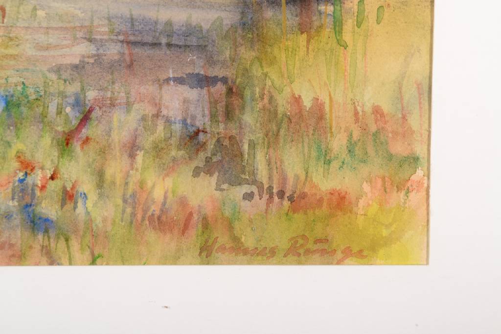 Detail a: Hannes Runge, 1907-?, Aquarell/Papier, rechts unten signiert, ca. 37x57 cm, PP, unter Glas gerahmt