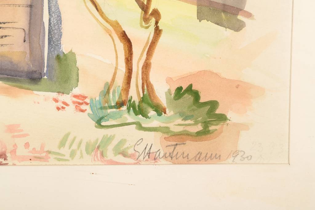 Detail a: Erich Hartmann, 1886-1974, Aquarell auf Papier, rechts unten signiert unddatiert 1930, links unten betitelt: In der Provence, ca. 31x45 cm, PP, unter ...