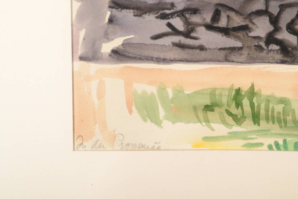 Detail b: Erich Hartmann, 1886-1974, Aquarell auf Papier, rechts unten signiert unddatiert 1930, links unten betitelt: In der Provence, ca. 31x45 cm, PP, unter ...