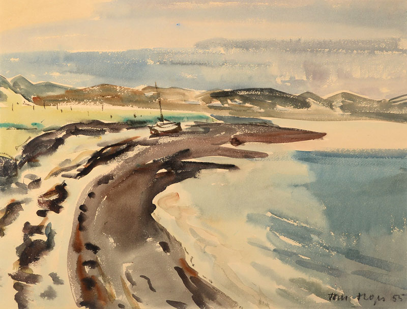 Tom Hops, 1906-1976, Aquarell auf Papier, rechts unten signiert, datiert 55, ca. 43x56 cm, PP, unter Glas gerahmt