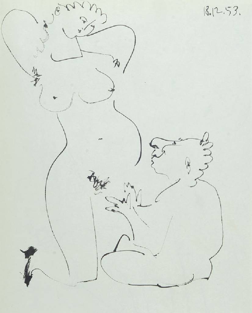 Pablo Picasso, 1881-1973, Konvolut aus drei Heliogravure, Aktstudien aus: Picasso and the Human Comedy, Draeger Frères Verve, Paris 1954, Blattgr. ...
