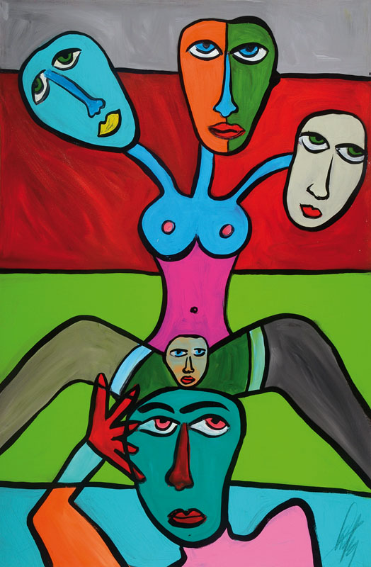 Detail a: Michael Frey, zeitgenössischer Künstler aus Landau, Konvolut aus drei Gemälden, Acryl/Lwd, je signiert, je ca. 60x90 cm