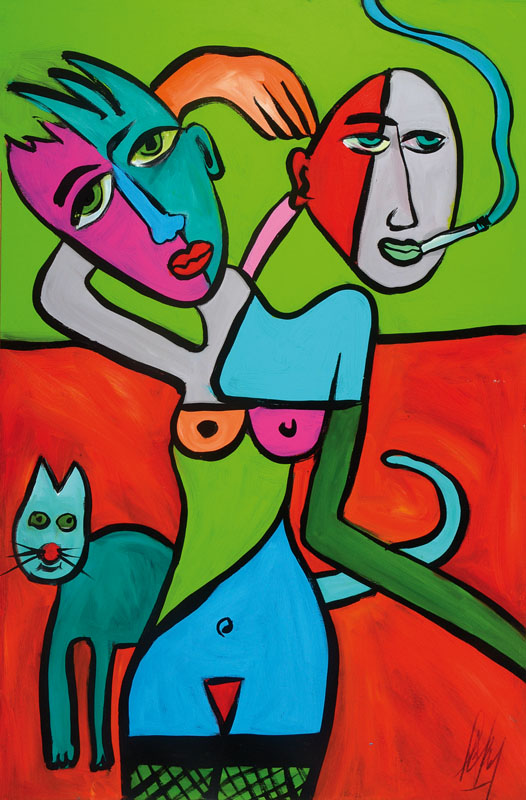 Michael Frey, zeitgenössischer Künstler aus Landau, Konvolut aus zwei Gemälden, Acryl/Lwd, je signiert, je ca. 60x90 cm