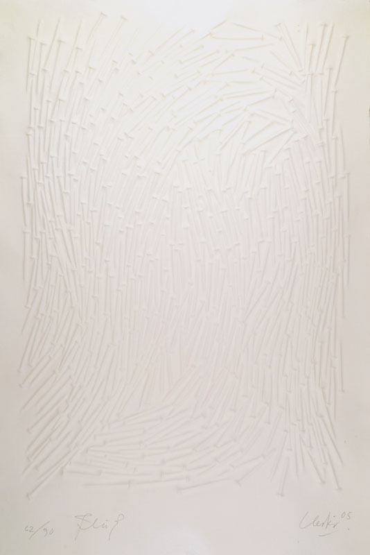 Günther Uecker, geb. 1930, Fluß, Prägedruck von 2005, handsigniert, datiert, num. 62/90, ca. 120x80cm, unter Glas, Rahmen