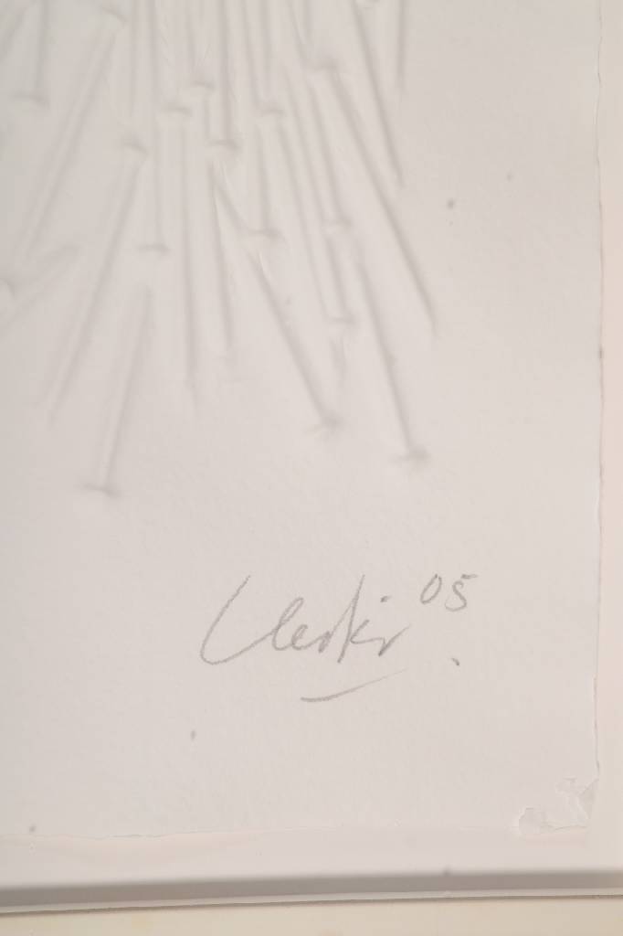 Detail a: Günther Uecker, geb. 1930, Fluß, Prägedruck von 2005, handsigniert, datiert, num. 62/90, ca. 120x80cm, unter Glas, Rahmen