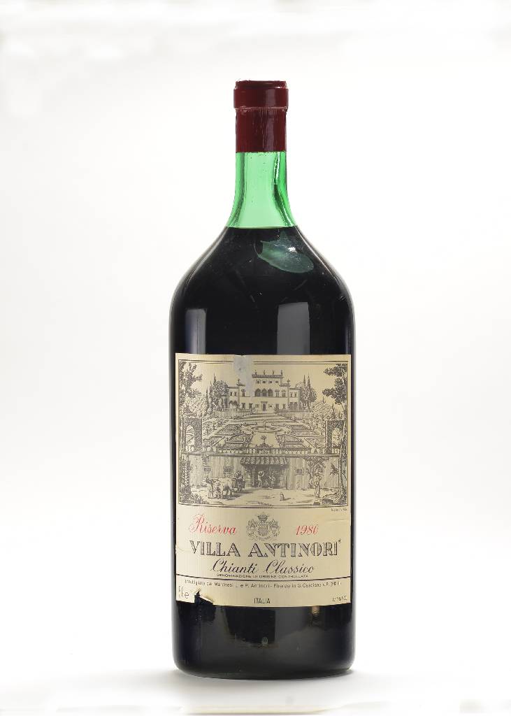 1 Jeroboam-Flasche 1980 Villa Antinori Chianti Classico Riserva, 12,5% Vol., ca. 5 L, top shoulder, Etikett l. besch., unverkostet, selten in dieser ...