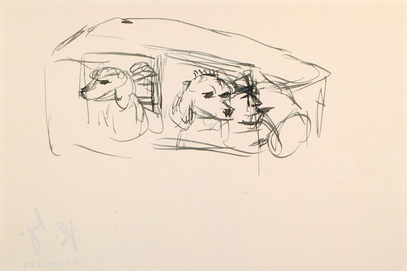 Karl Hubbuch, 1891-1979, Tuschezeichnung, rückseitig Nachlaßstempel, Blattgr. ca. 10,5x18,5 cm, PP