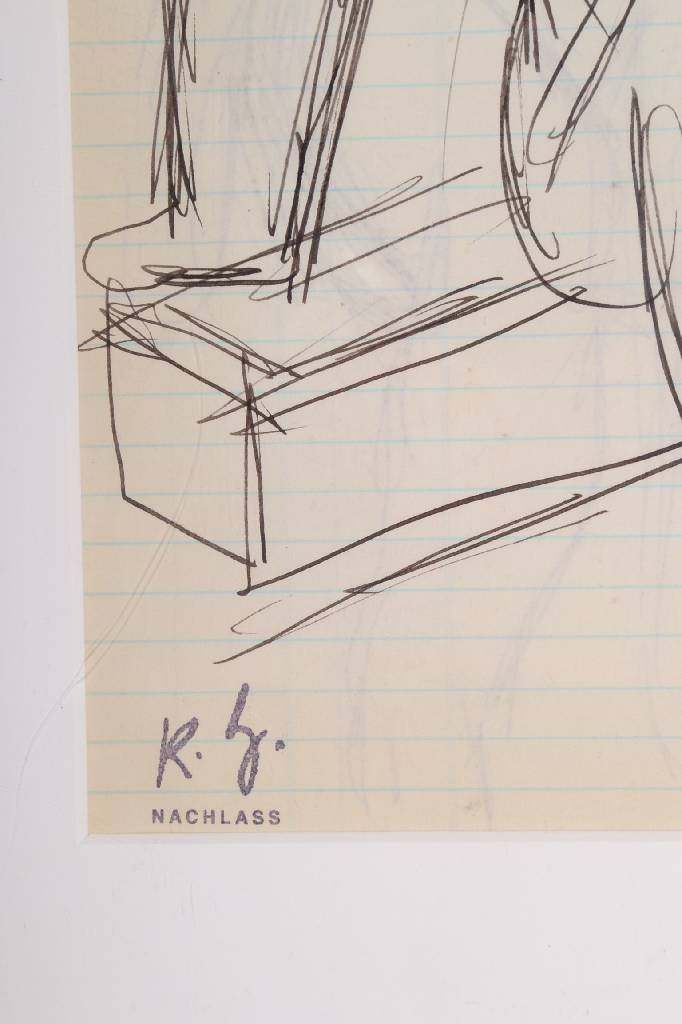 Detail a: Karl Hubbuch, 1891-1979, Tuschezeichnung, rückseitig weitere Zeichnung, Nachlaßstempel, Blattgr. ca. 31,4x19 cm, PP, unter Glas gerahmt