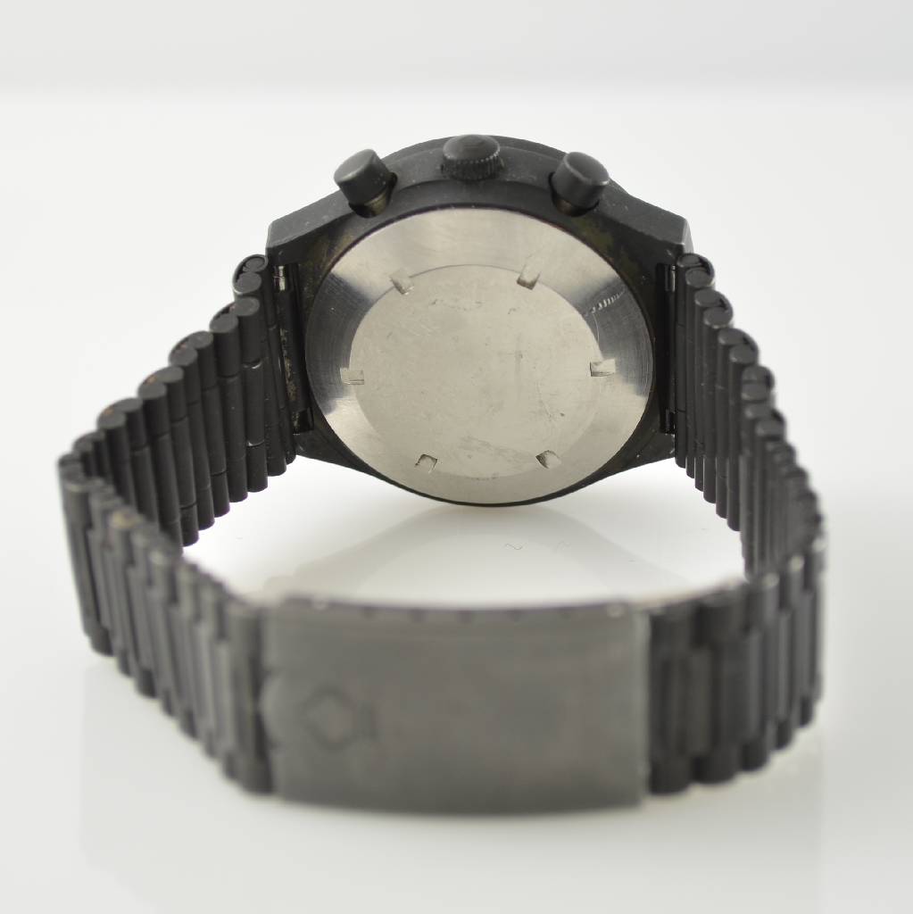 Detail c: ORFINA/PORSCHE-DESIGN Armbandchronograph, Automatik, Schweiz um 1980, Edelstahl inkl. Edelstahlband schwarz matt. (Farbe teilw. fehl.), Boden ...