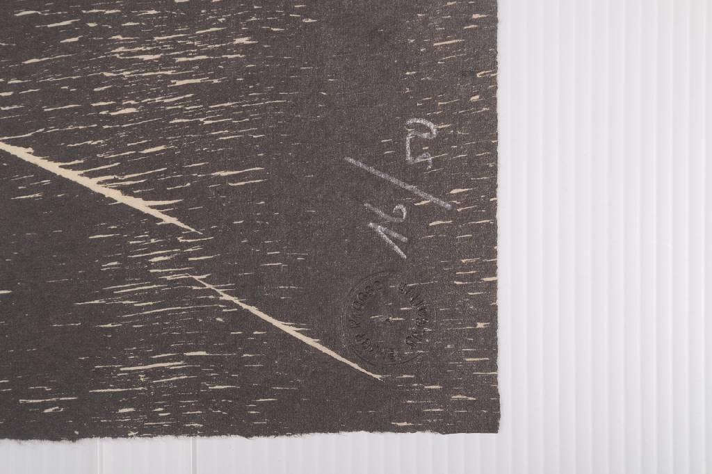 Detail b: Günther Uecker, geb. 1930, Holzschnitt auf feinem handgeschöpften Japanbütten, handsigniert und nummeriert 16/50, 1981, erschienen in der Edition ...