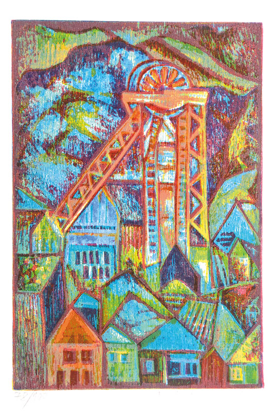 Esteban Fekete, 1924-2009, Farbholzschnitt, signiert und nummeriert 78/100, Motiv ca. 21x14,5 cm, Blattgr. ca. 27,5x21 cm, PP, Galerierahmen