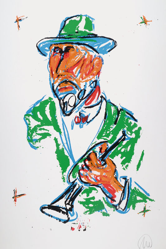 Markus Lüpertz, geb. 1941, Farbserigraphie, Konzert in Düsseldorf 2014, signiert und nummeriert e.a., Blattgr. ca. 86,5x58 cm