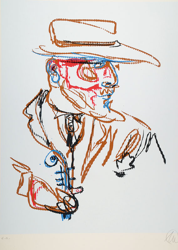 Markus Lüpertz, geb. 1941, Farbserigraphie, Konzert in Aachen 2013, signiert und nummeriert e.a., Blattgr. ca. 96,5x78 cm