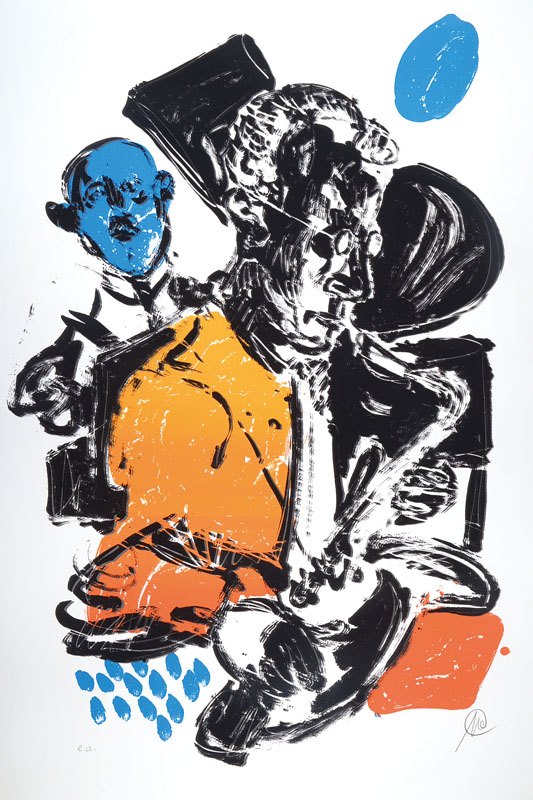 Markus Lüpertz, geb. 1941, Farbserigraphie, Jazz Rally 2002, signiert und nummeriert e.a., Blattgr. ca. 106x76,5 cm
