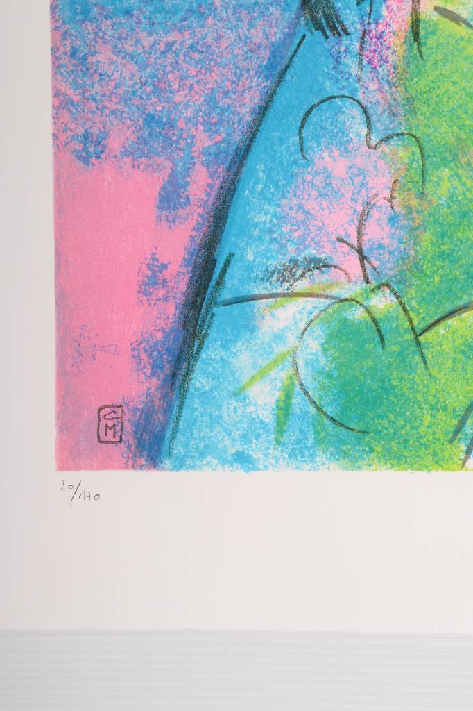 Detail b: Claude Manoukian, geb. 1936, Femme et fleurs, Farblithographie auf Bütten, handsigniert und nummeriert 20/170, Blattgr. ca. 76x56 cm