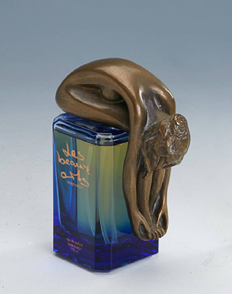 Parfumflakon LES BEAUX ART, Verschluß Bruno Bruni, Bronze pat., H. ca. 11 cm, num. 2610/7555
