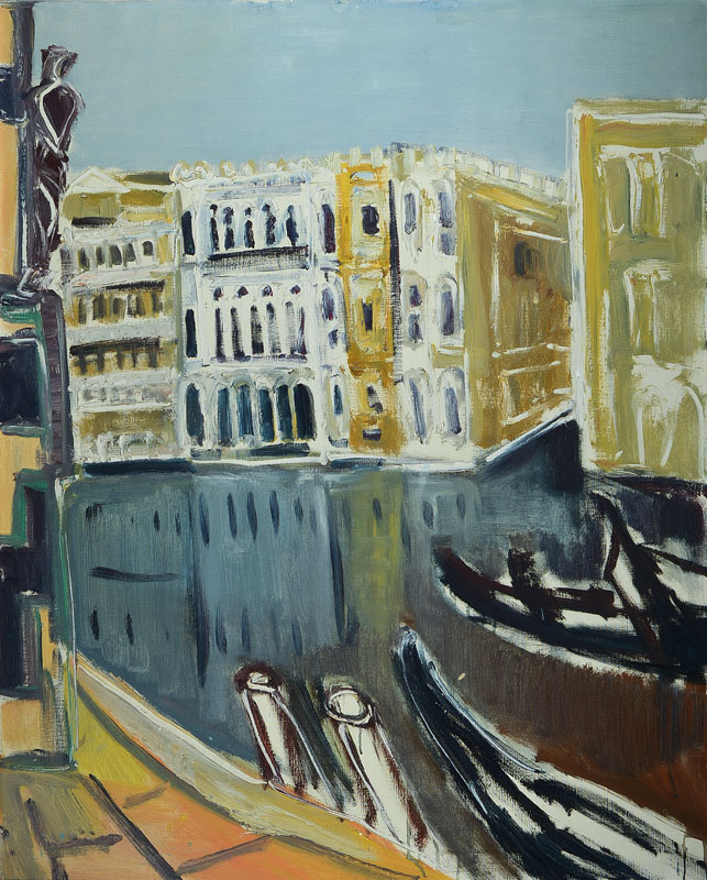 Thomas Niederreuther, 1909-1990, Vendig, Öl/Lwd, rückseitig alter Aufkleber des deutschen Künstlerbundes, 6. Ausstellung Düsseldorf mit Namen und ...