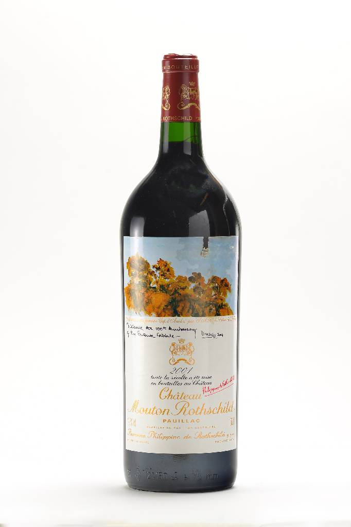 1 Magnumflasche 2004 Chateau Mouton Rothschild, Pauillac, Künstleretikett: Prince de Galles/Prince Charles, into neck, ca. 150 cl, 12,5% Vol., sehr ...