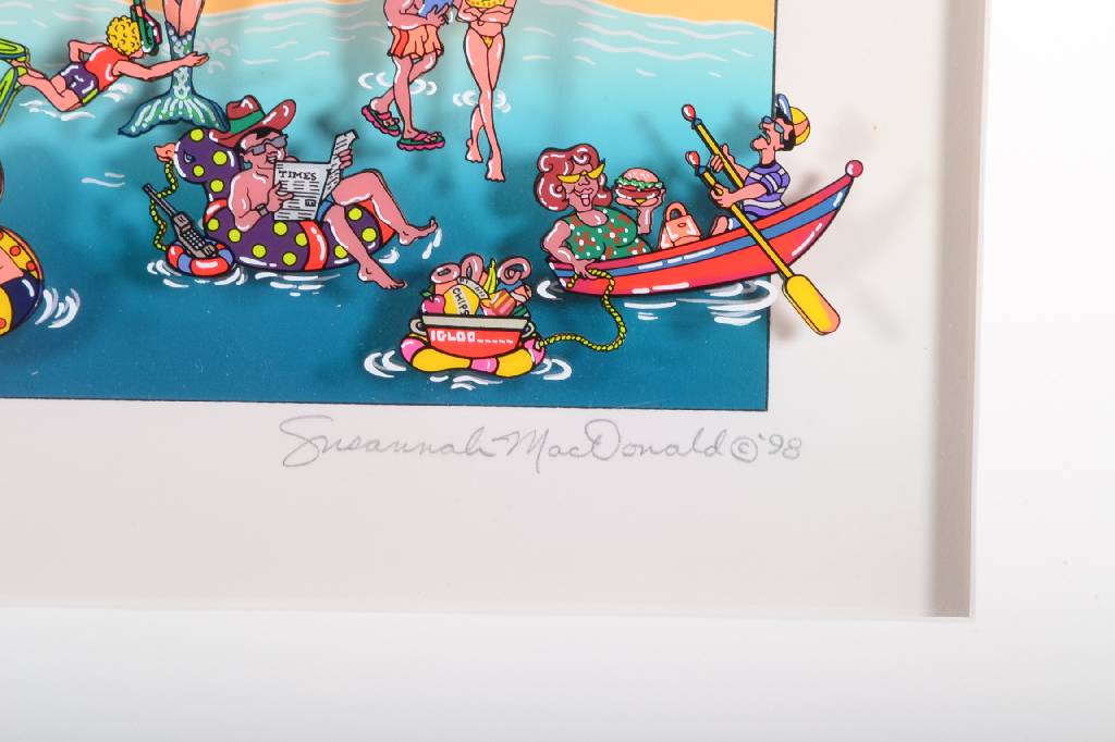 Detail a: Susannah MacDonald, geb. 1954, Life is a beach, Farbserigraphie, 3D-Optik mit Folie, signiert und nummeriert 145/325, datiert 98, Motiv ca. 28x24 cm, ...
