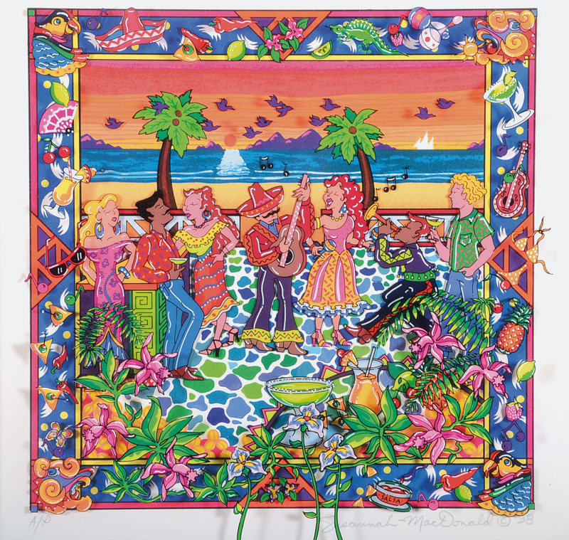 Susannah MacDonald, geb. 1954, Ohne Titel, Farbserigraphie, 3D-Optik mit Folie, signiert und nummeriert a/p, datiert 98, Motiv ca. 26x26 cm, PP