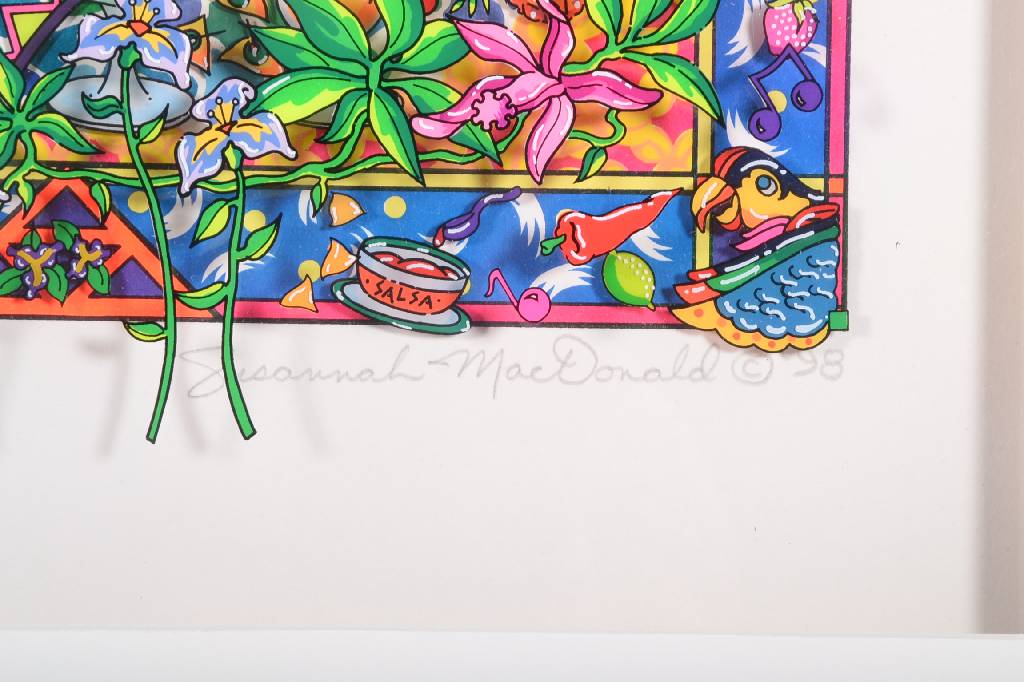 Detail a: Susannah MacDonald, geb. 1954, Ohne Titel, Farbserigraphie, 3D-Optik mit Folie, signiert und nummeriert a/p, datiert 98, Motiv ca. 26x26 cm, PP