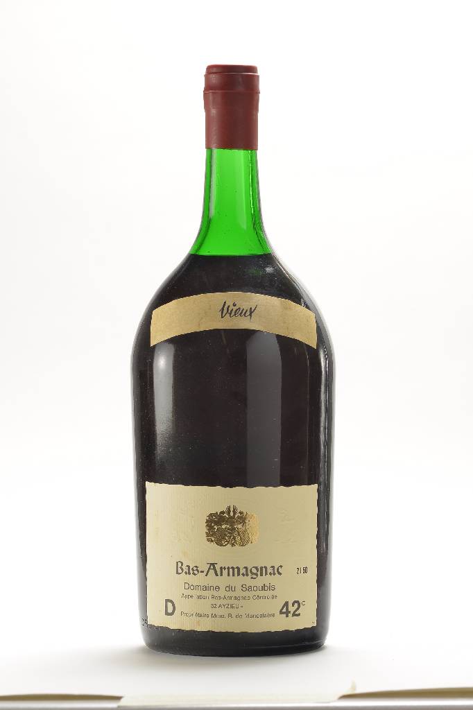 1 Flasche Bas Armagnac Domaine du Saoubis, Vieux, 2,5 L, 42% Vol., unverkostet, selten imAngebot, in Originalholzkiste, mit Originalstempel vom ...