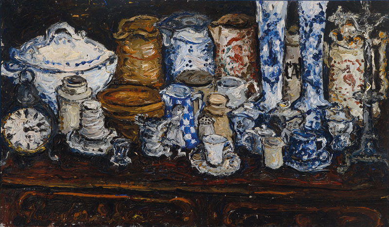 Henri Vandermoere, geb. 1939, Küchenstillleben, Öl/Lwd, links unten signiert, ca. 60x100cm, Rahmen