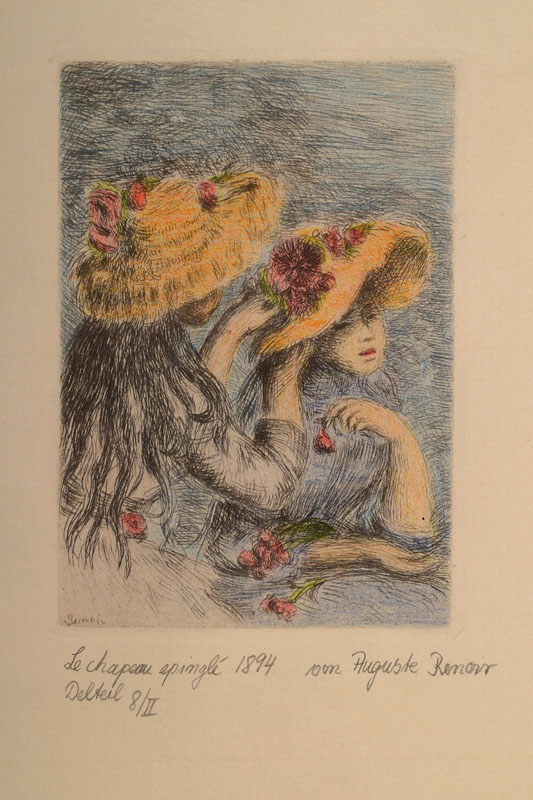 Auguste Renoir, 1841-1919, Radierung, Le chapeau epingle, Platte ca. 11.8x8.4 cm, unter Glas gerahmt