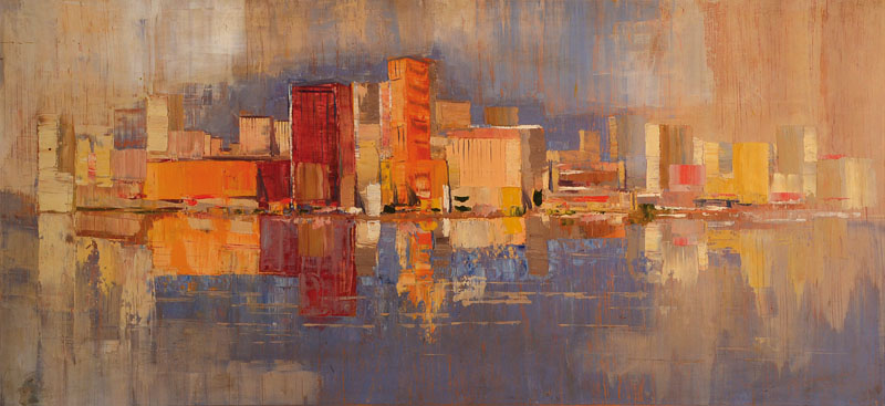 PP. Lemke-Lier?, zeitgenössischer Künstler, Öl/Malplatte, rechts unten unleserlich signiert, ca. 57x122 cm, Rahmen