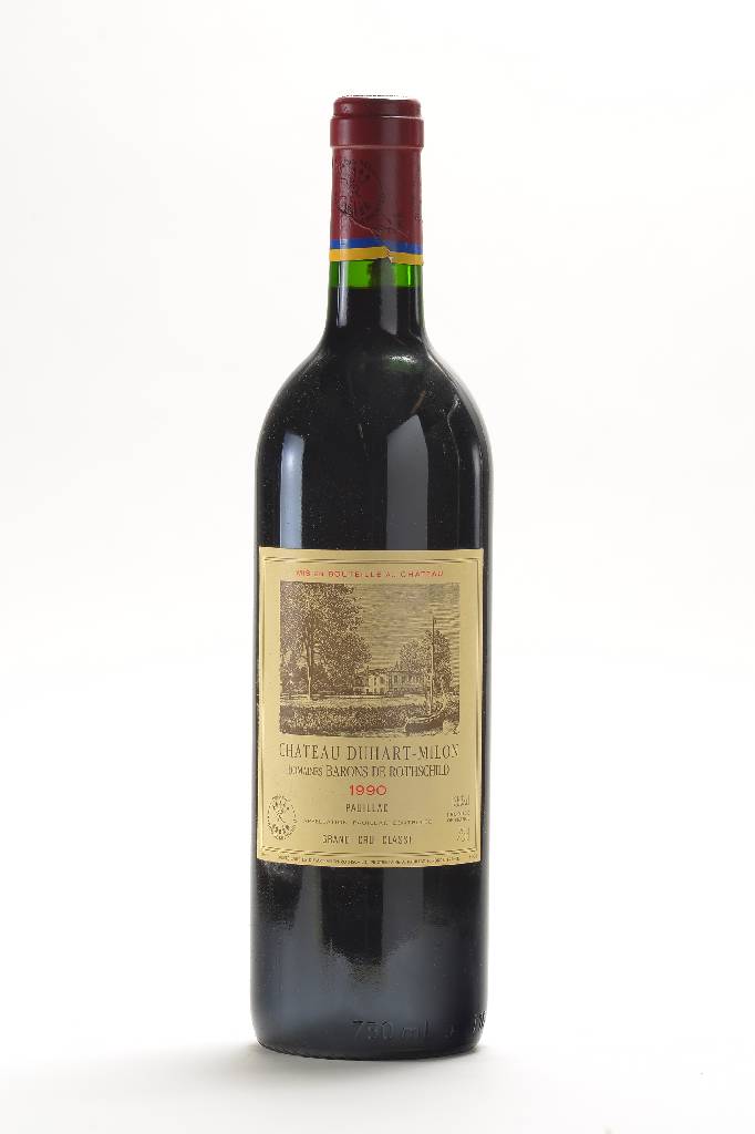 1 Flasche 1990 Chateau Duhart-Milon, Domaines Barons de Rothschild, Pauillac, GrandCru Classe, ca. 75 cl., ca. into neck, 12,5% Vol., unverkostet, ...