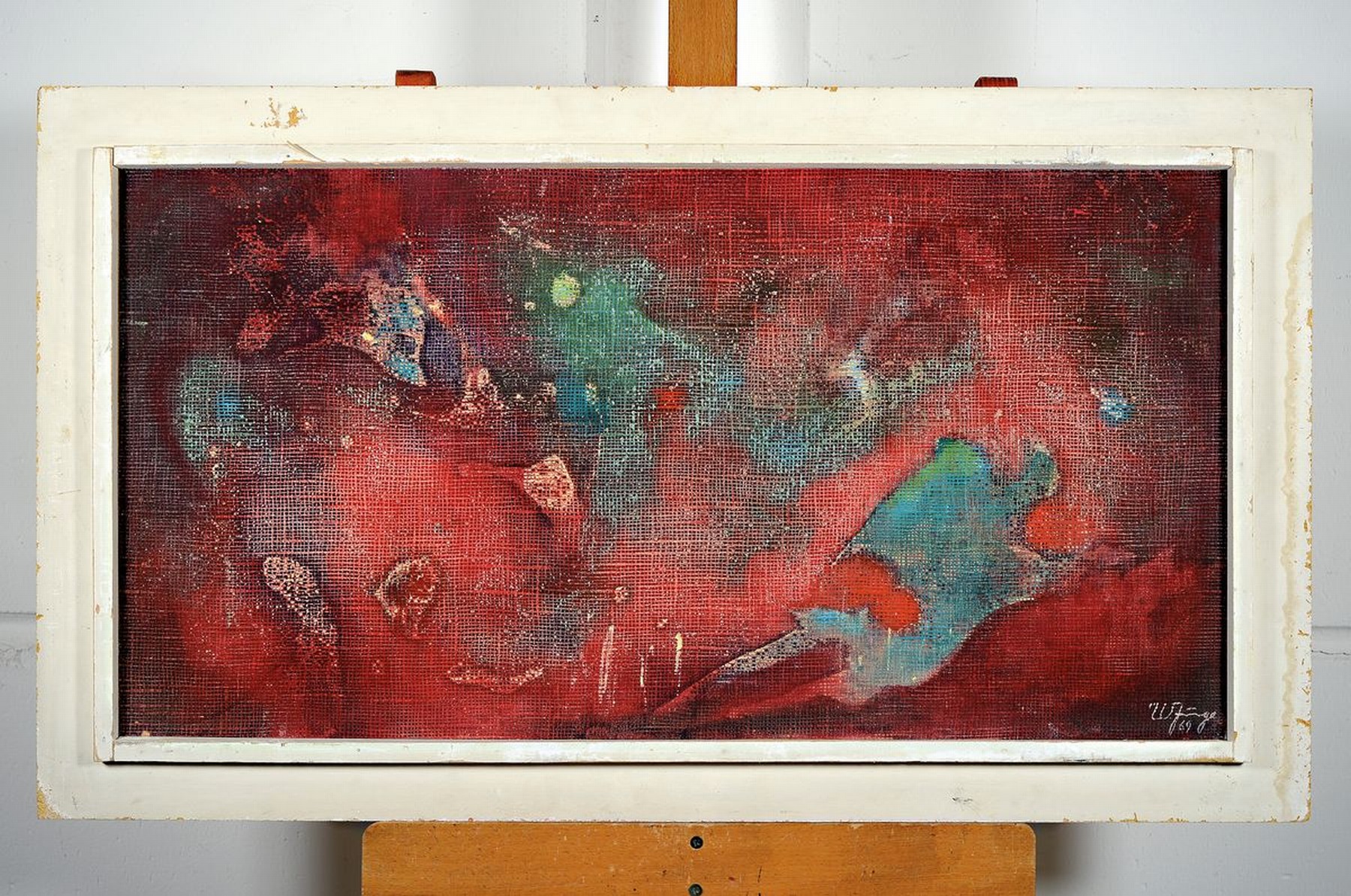Detail k: Walter Junge, 1905-1990, Strukturzerfall, Öl/grobe Lwd/Platte, rechts unten signiert unddatiert 69, rückseitig nochmals signiert und betitelt, ca. ...