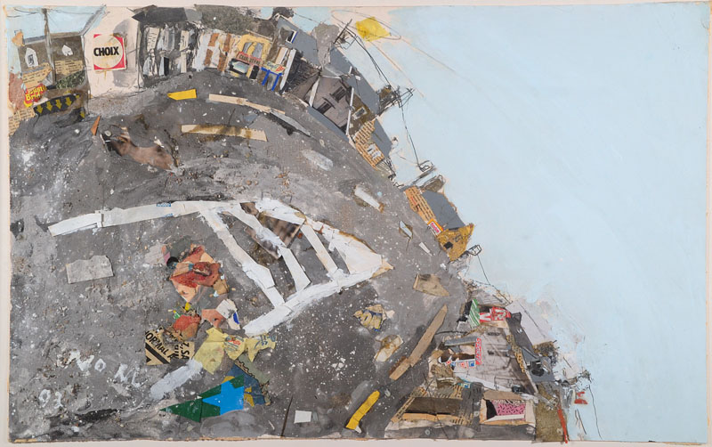 Norbert Nüssle, 1932-2012, "Choix", Mischtechnik und Collage/Karton, ca. 43x68 cm,u. Glas gerahmt, li. u. signiert und datiert 93, ...
