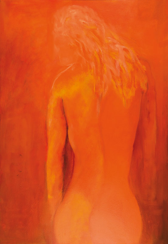 M. Goldin, zeitgenössischer Künstler, stehender weiblicher Akt, Öl/Lwd, rückseitig signiert und datiert 2006, ca. 100x70 cm, Leiste