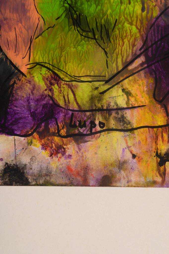 Detail a: Lupo, Wilfried P. Wolff, geb. 1941, Öl/Papier, unten mittig signiert, Blattgr. ca. 50x34,5 cm, auf dünnem Karton befestigt