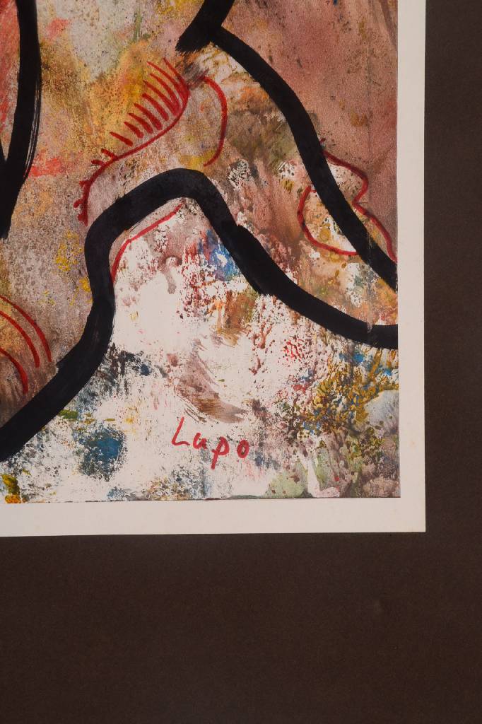 Detail a: Lupo, Wilfried P. Wolff, geb. 1941, Öl/Papier, rechts unten signiert, Blattgr. ca. 59x41 cm, auf dünnem Karton befestigt