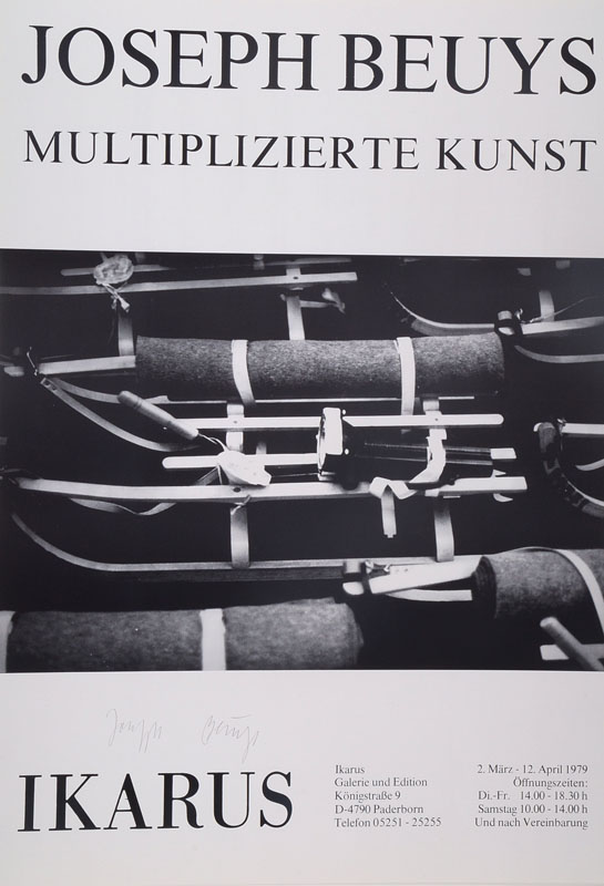 Joseph Beuys, 1921-1986, Plakat zur Ausstellung: Multiplizierte Kunst, Ikarus Galerie und Edition Paderborn, Offset, signiert, Blattgr. ca. 60,5x42 cm