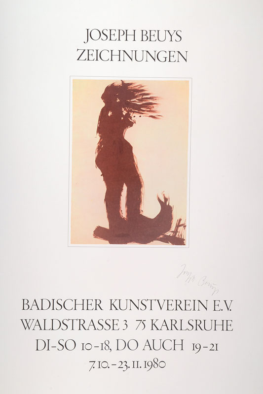 Joseph Beuys, 1921-1986, Plakat zur Ausstellung: Zeichnungen, Badischer Kunstverein Karlsruhe, Offset, signiert, Blattgr. ca. 84,5x59 cm