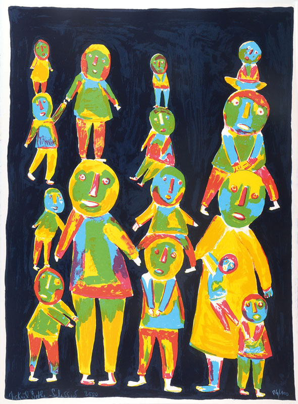 Mickael Bethe-Selassie, geb. 1951, Lithografie in 5 Farben auf 400 g BFK Rives- Bütten, handsigniert, nummeriert 84/100 aus dem Jahre 2000, ca. 76 x ...