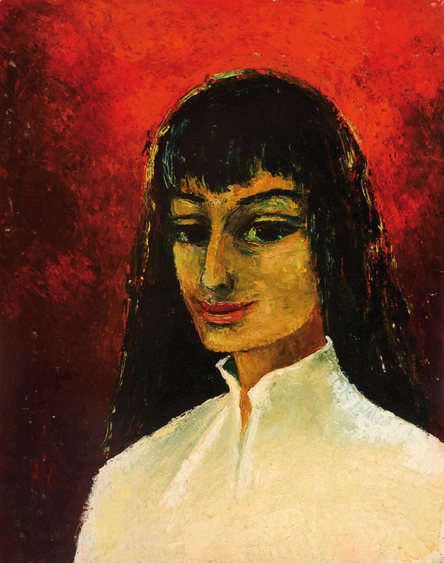Julius Wilhelm Blume, 1913 Wesel-1987 Duisburg, Porträt einer Frau, Öl/Hartfaser, rückseitig Nachlaßstempel und Nr. 58, Kopie einer ...