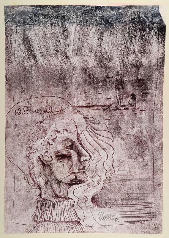 Klaus Heinrich Keller, geb. 1938 Godramstein, tätig in Rodalben, Studium an der Akademie Mannheim bei Berger-Bergner, hier: Ich bin im Bild, ...