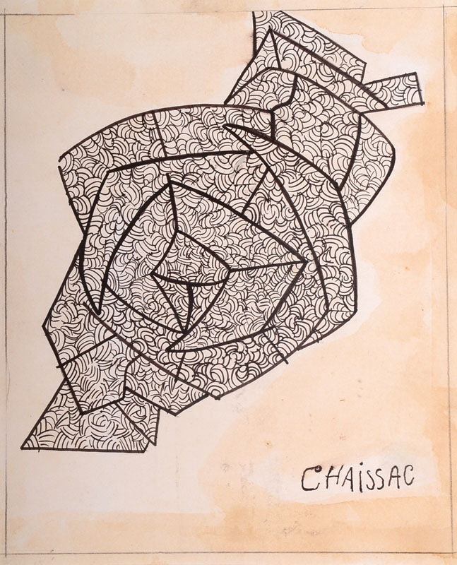 Gaston Chaissac, 1910-1964, Filzstiftzeichnung, Sans titre, signiert, ca. 20,5x16,5 cm, unter Glas gerahmt