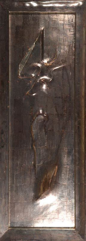 Unbekannter zeitgenössischer Künstler, Raum Mannheim, Mischtechnik auf Holz, unsigniert, ca. 92x29 cm, Rahmen