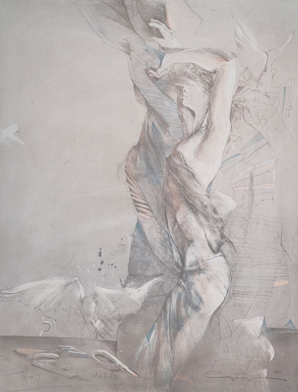 Jürgen Görg, geb. 1951, Konvolut aus zwei Grafiken, Botschaft, Lithographie, signiert und nummeriert 29/180, ca. 64,5x50 cm, Wechselspiel, ...