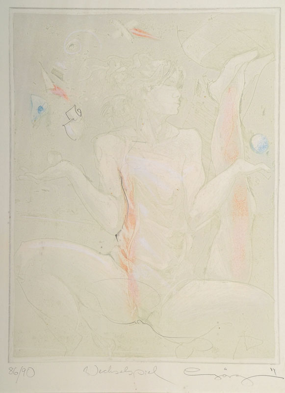 Detail a: Jürgen Görg, geb. 1951, Konvolut aus zwei Grafiken, Botschaft, Lithographie, signiert und nummeriert 29/180, ca. 64,5x50 cm, Wechselspiel, ...