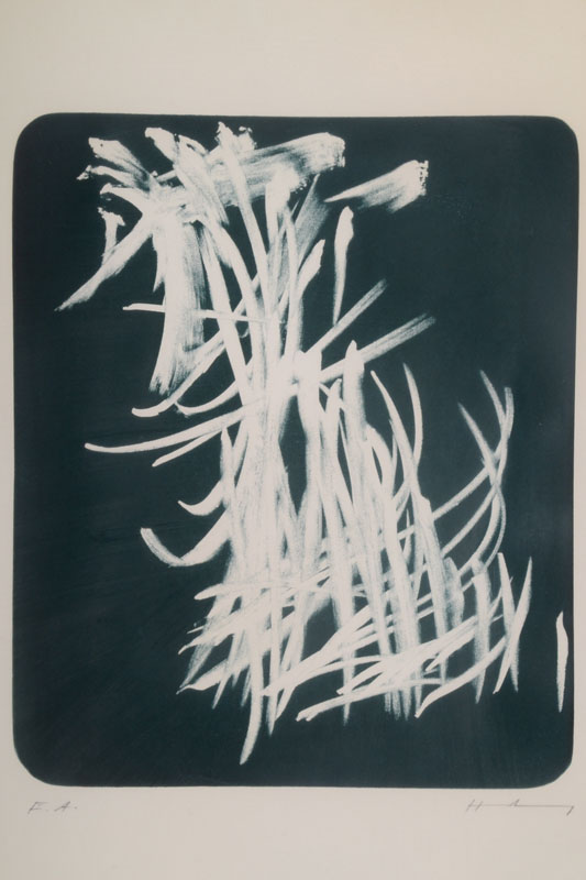Hans Hartung, 1904-1989, T 1957-12, Lithographie, handsigniert, bez. E.A., ca. 32x26cm, unter Glas, R.