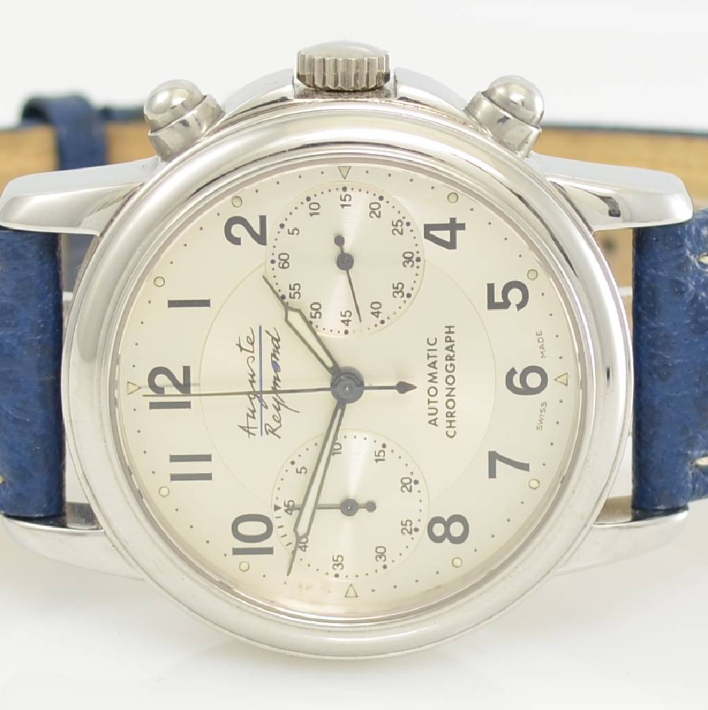 Detail a: AUGUSTE REYMOND Armbandchronograph, Automatik, Schweiz um 2000, Edelstahlgeh. inkl. orig. Lederband m. Dornschl., beids. vergl., Boden verschr., ...