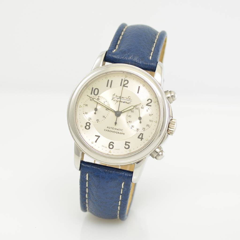 Detail b: AUGUSTE REYMOND Armbandchronograph, Automatik, Schweiz um 2000, Edelstahlgeh. inkl. orig. Lederband m. Dornschl., beids. vergl., Boden verschr., ...