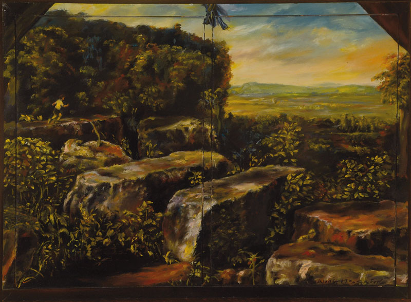 Moo Chew Wong, geb. 1942, Öl auf Lwd und Rahmen, auf Holzplatte befestigt, rechts unten signiert, ca. 39x54 cm, Rahmen
