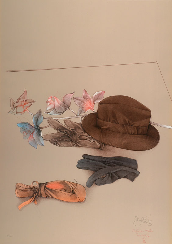 Bruno Bruni, geb. 1935 Gradara, international bekannter Surrealist, hier: Matura Morta - la visita!, Farblithographie, von 1984, signiert und ...
